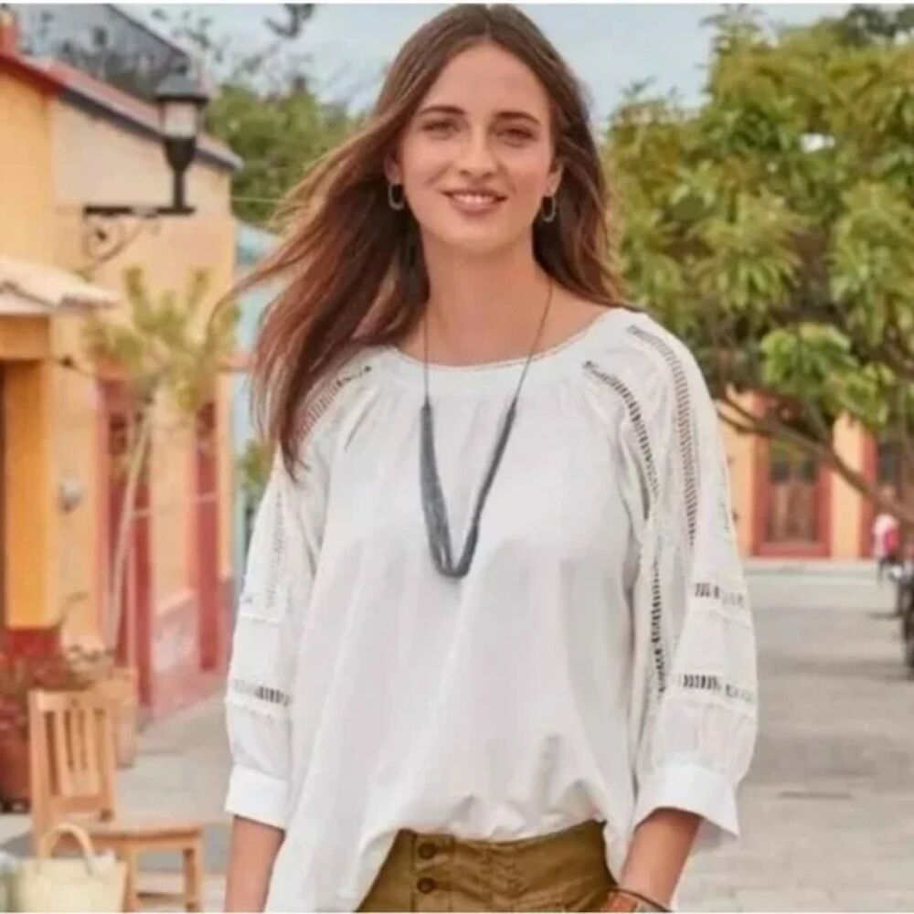 Sundance Amelie Daylight Top White Eyelet Blouse Size Large NWOT Cotton Boho